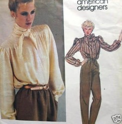 2611 VOGUE ANNE KLEIN LOOSE TUCK TIE COLLAR BLOUSE PATTERN 8,10,12, 14